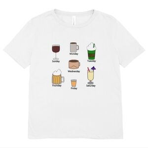 Custom Graphic Tee with Weekly Drink Design